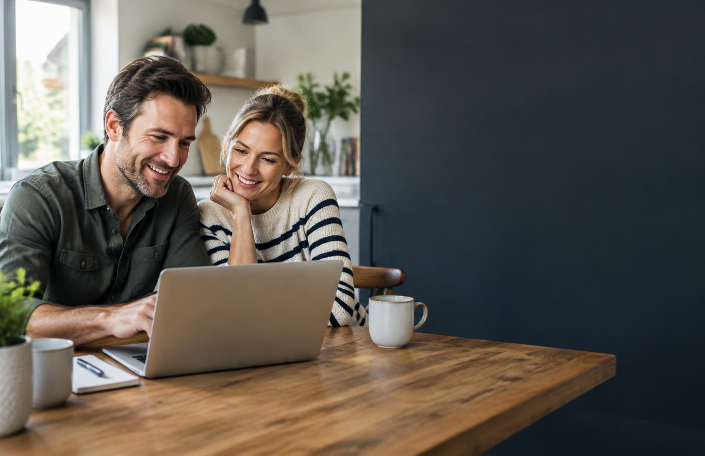 Homeowners comparing a quote on their laptop