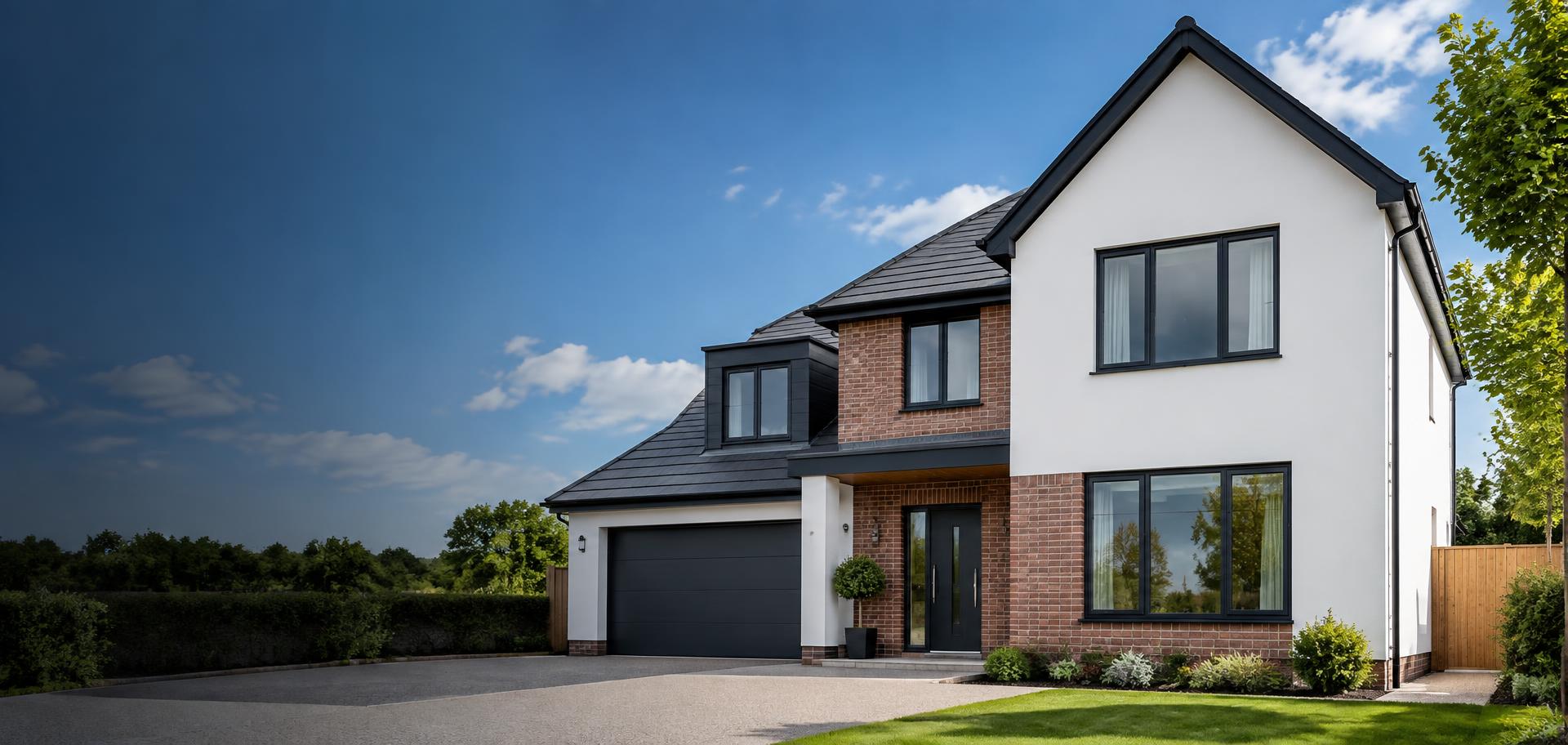 Newly improved British home with a modern tiled roof