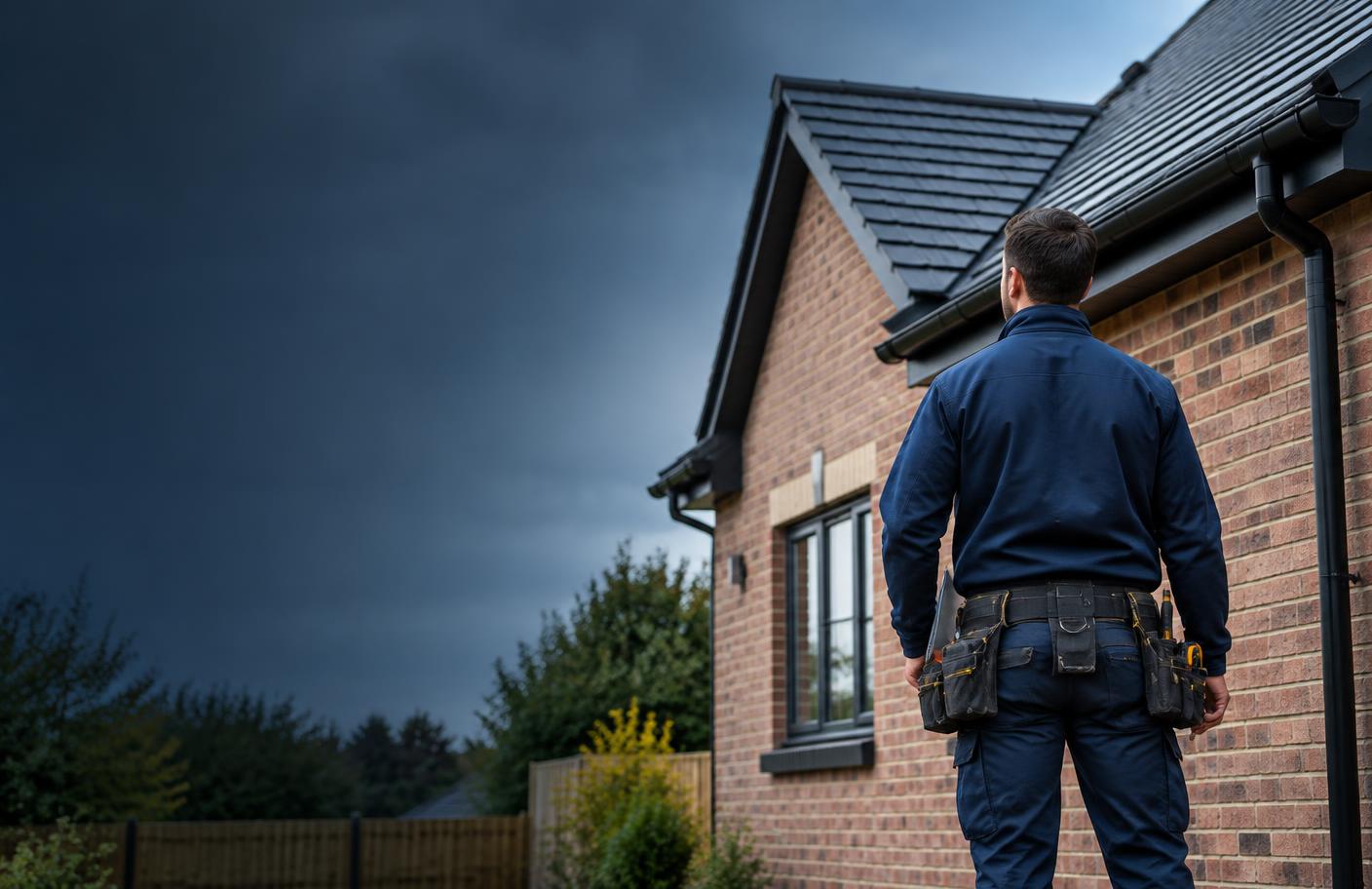 Professional tradesperson inspecting a finished home